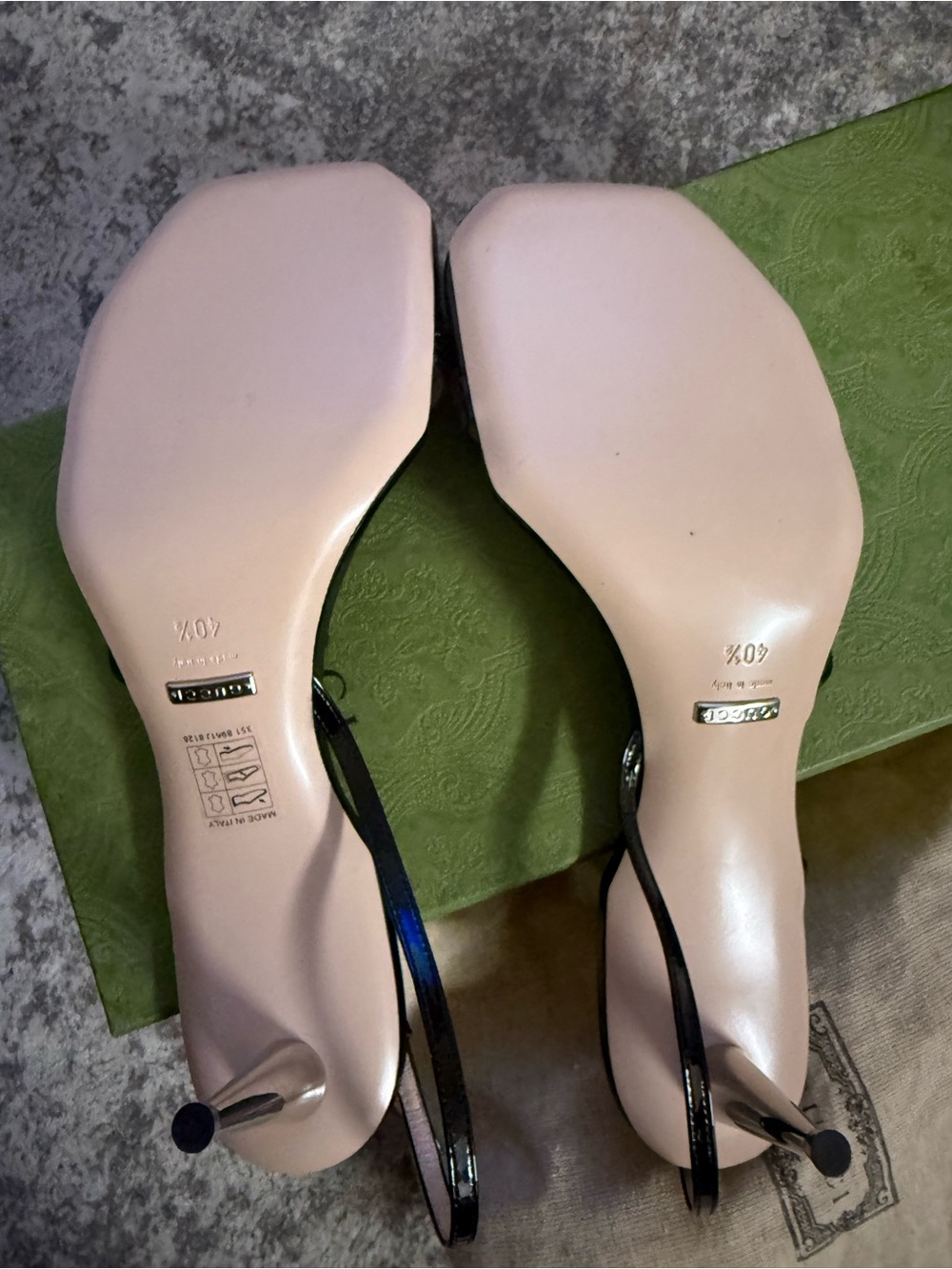 NWT Trendy GUCCI Vitello Vernice Black Patent Leather Slingback Heel size 40.5 - Picture 8 of 10